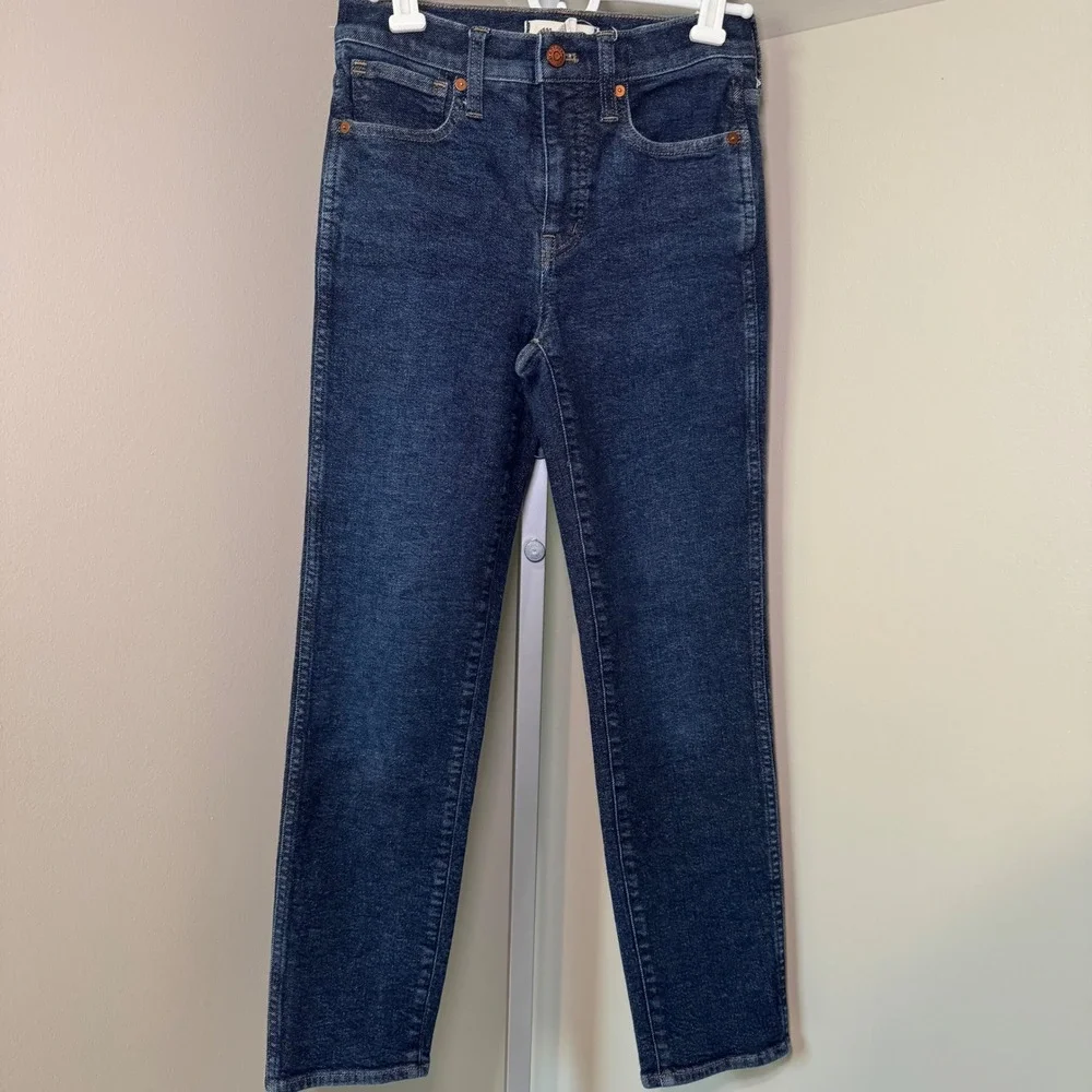 Madewell Mid-Rise Stovepipe Jeans Dark Wash Denim Womens Size 25‎